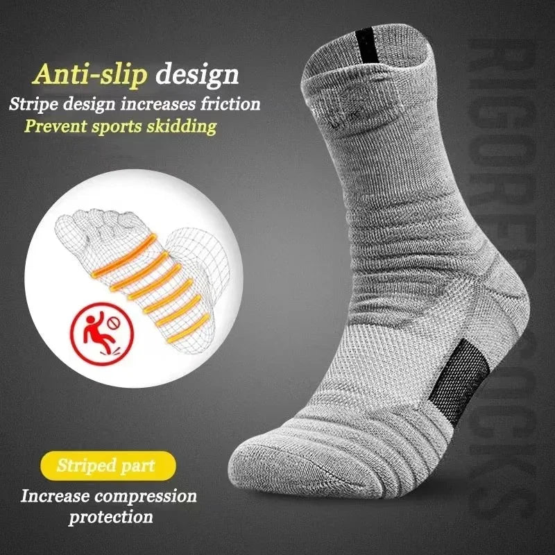 Anti-Slip Performance Soccer Socks - Cotton Athletic Crew & Ankle Socks