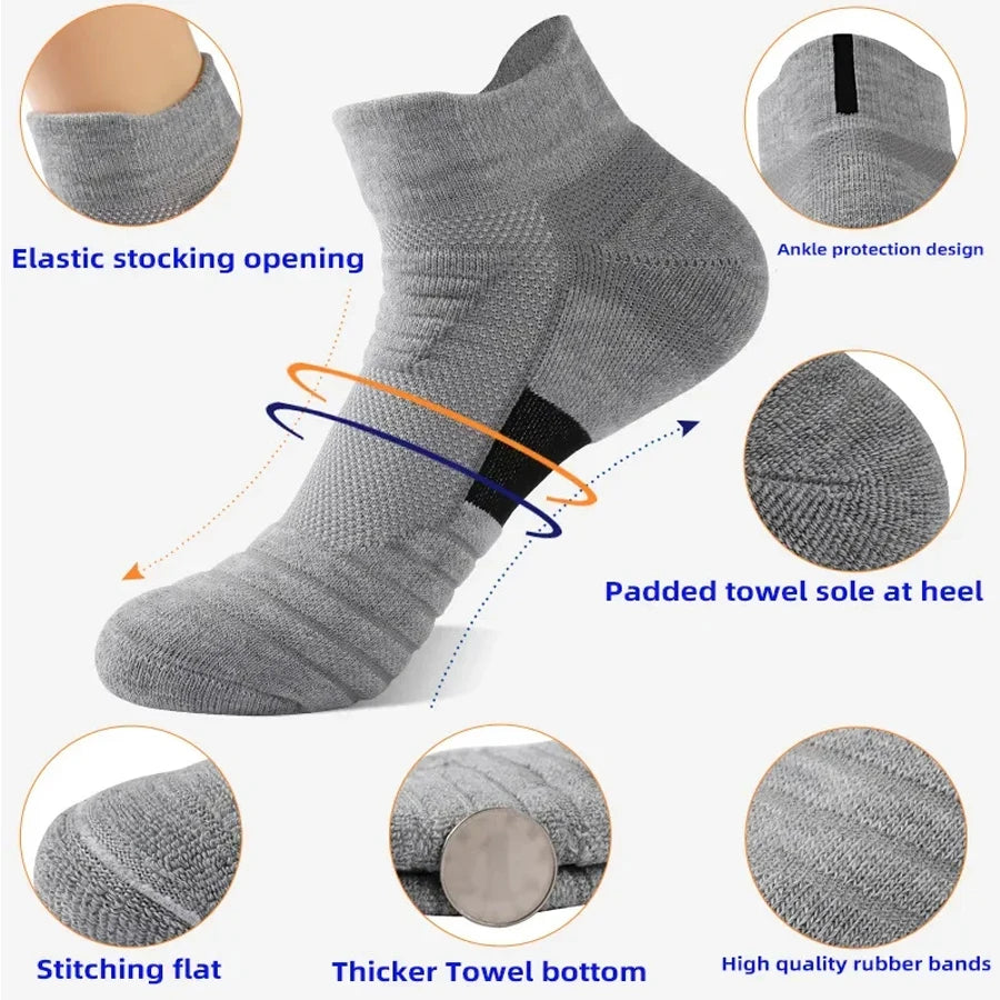 Anti-Slip Performance Soccer Socks - Cotton Athletic Crew & Ankle Socks