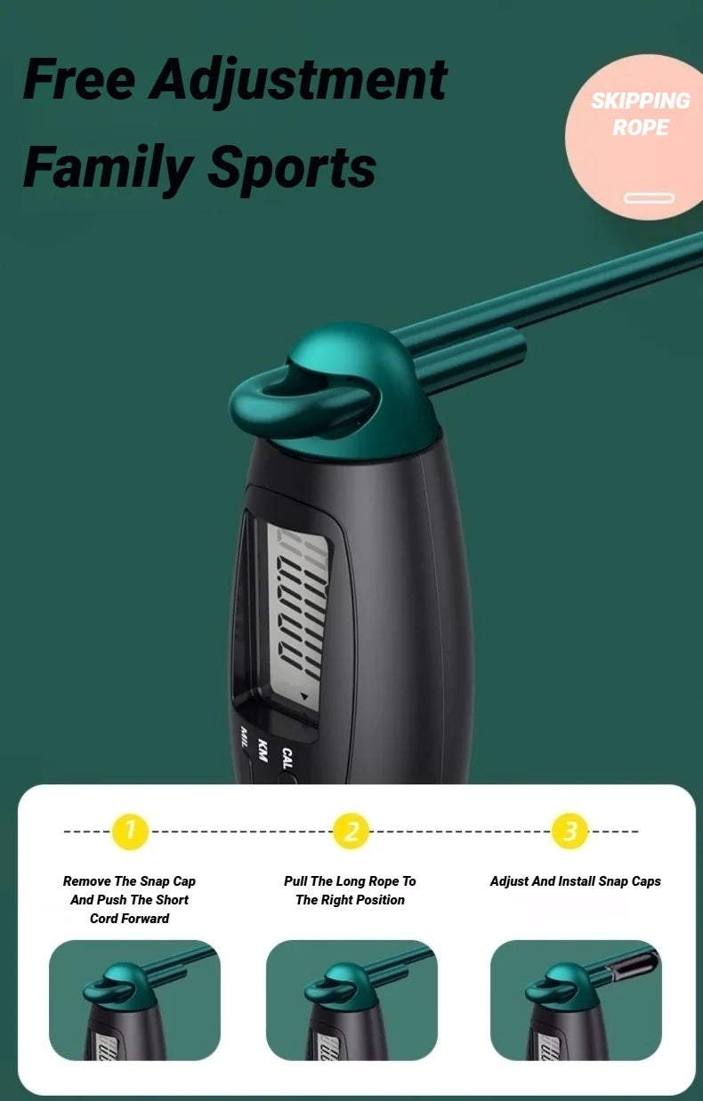 Digital Counting Jump Rope - Adjustable Speed Skipping Rope with Counter