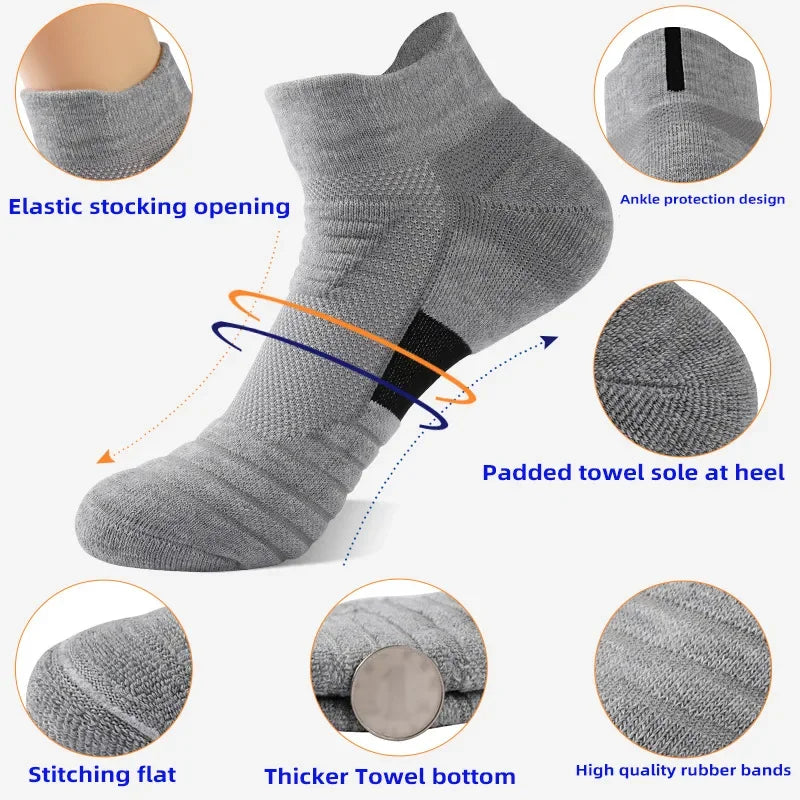 Anti-Slip Performance Soccer Socks - Cotton Athletic Crew & Ankle Socks