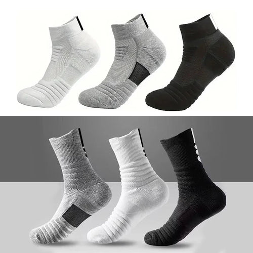 Anti-Slip Performance Soccer Socks - Cotton Athletic Crew & Ankle Socks